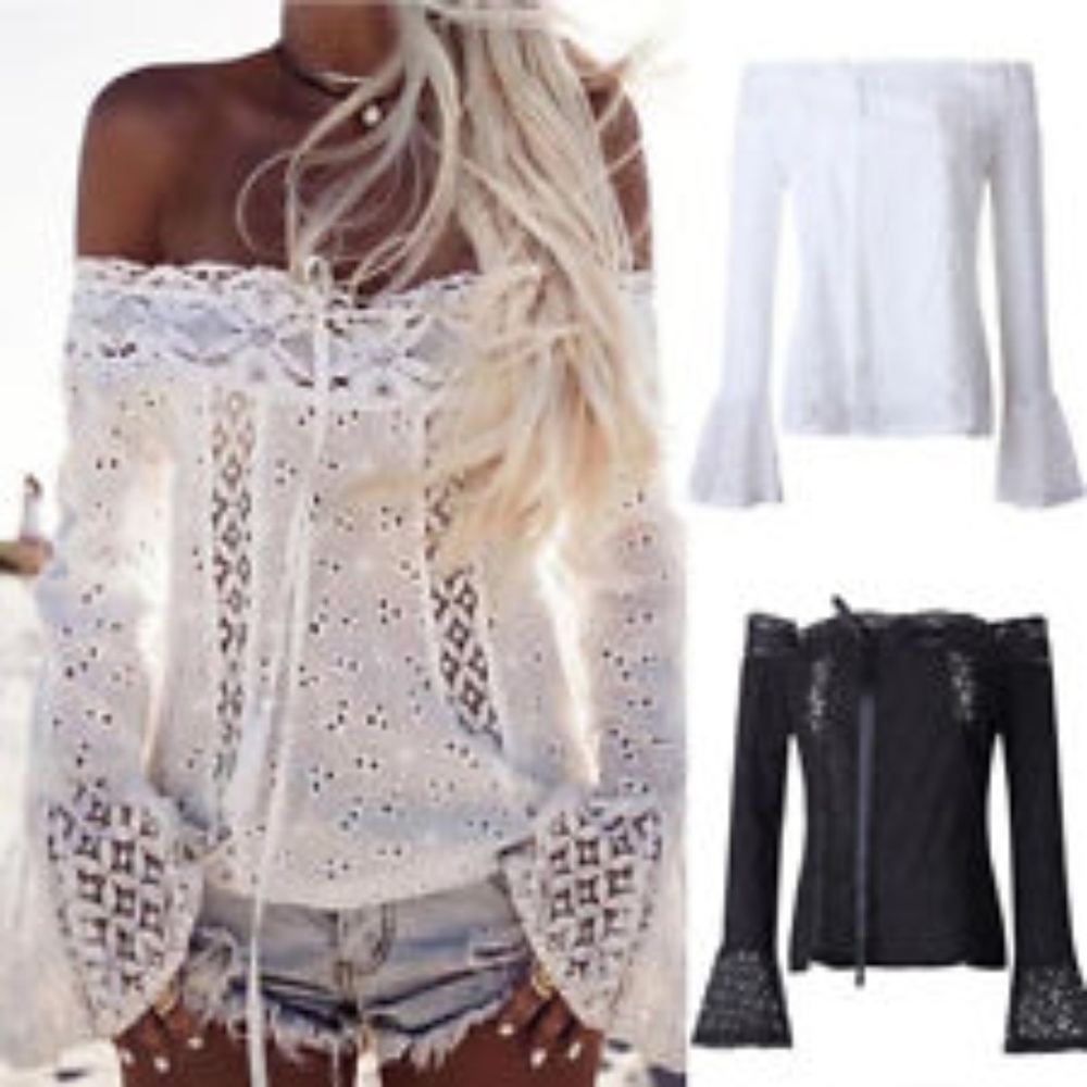 Open Fashion Summer Off Shoulder Shirt Lace Up Top